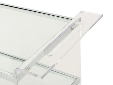 Elegant Acrylic Bar Cart With Tempered Glass Shelves And Rattan Metal Frame - Clear