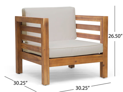 Outdoor Acacia Wood Patio Chair With Fabric Cushion