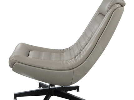 Piran - Twilight Top Grain Leather Accent Chair And Ottoman With Swivel - Gray