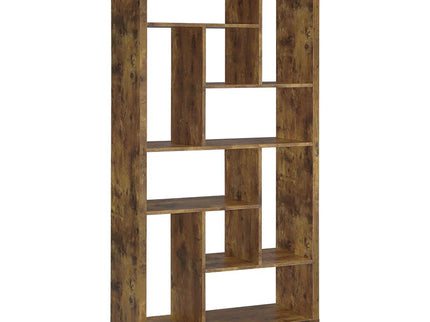6 Tier Rectangular Bookcase With Accents - Brown