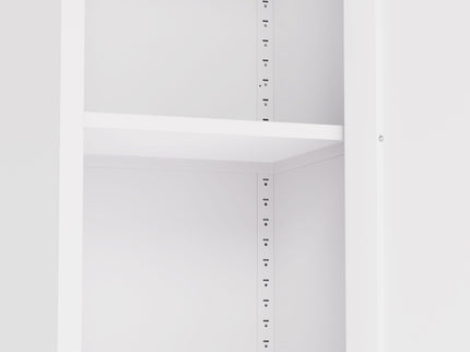 Tall Bathroom Storage Cabinet, 5-Tier Narrow With 2 Doors & Adjustable Shelves, Freestanding - White
