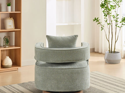 Swivel Accent Open Back Barrel Chair With Weathered Base