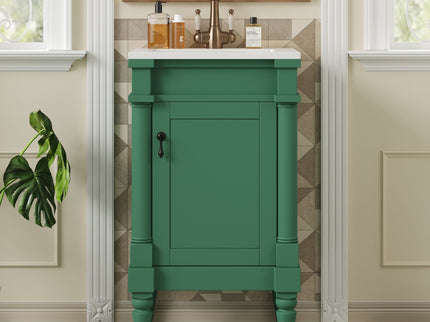 Bathroom Vanity With Sink, Compact Storage Cabinet With Door, Adjustable Shelf, Rectangular Style - Green