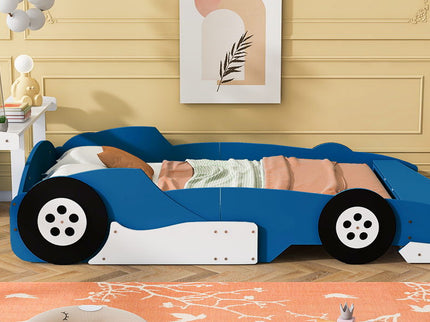 Race Car-Shaped Platform Bed With Wheels