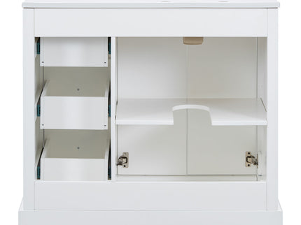 Bathroom Vanity With Sink, Soft-Close Doors, Adjustable U-Shelf, 3 Drawers