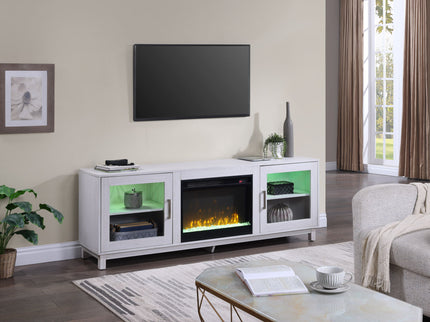 Summit - TV Stand Console With Fireplace - White Walnut Finish