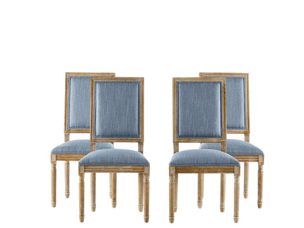 French Country Style Dining Chair With Upholstered Seating And Fluted Legs