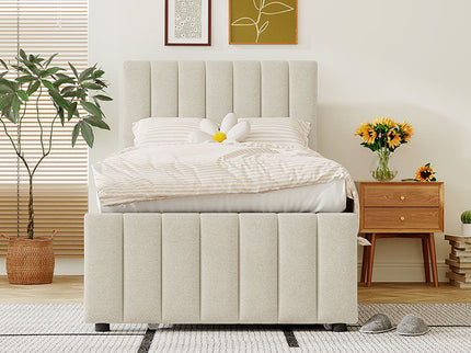 Upholstered Design Platform Bed With Trundle