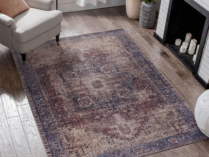 Maval - 6' X 9' Washable Area Rug - Burgundy