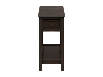 Accent End Table, 2 Tier, Storage Drawer, Transitional - Walnut