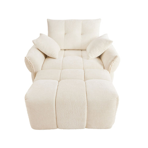 Ergonomic Single Seater Sofa With Ottoman, High Resilience Support Cushions