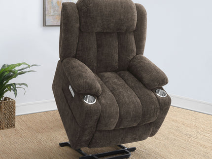 Beca - Upholstered Power Lift Recliner With Cupholders And USB Charging
