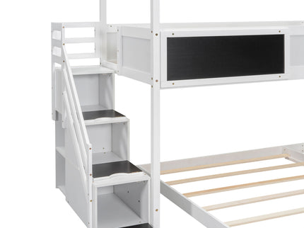 House Style Bunk Bed With Storage Staircase And board