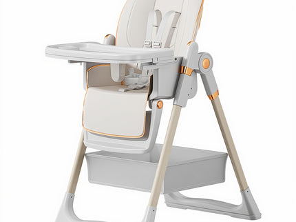 Adjustable Baby High Chair 0-6 Years, Portable Infant Feeding Seat With Safety Belt, Silent Lockable Wheels