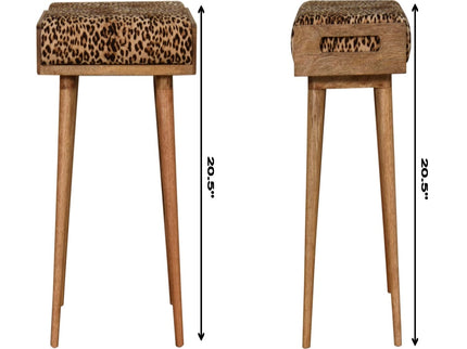Leopard Tray Style Footstool - Brown Oak