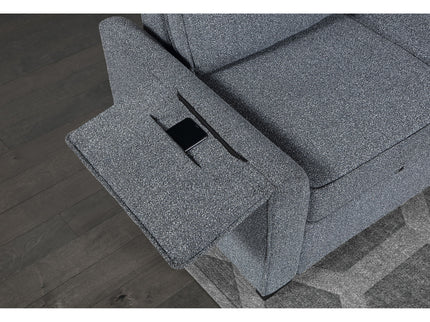 Rebecca - Sofa With Pull Out Bed, Storage Chaise, USB And Cup Holders - Dark Gray