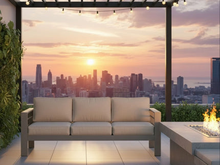 All-Weather Patio Sofa With Cushions, 3 Seat Outdoor Couch