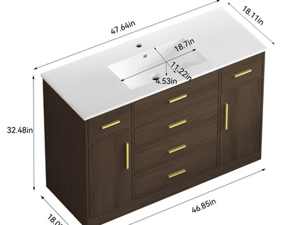 Bathroom Vanity With Abundant Storage 2 Soft Close Doors And 6 Drawers