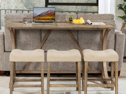 Bar Table Set With 3 Padded Stools