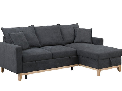 Colton - Reversible Sleeper Sectional Sofa With Storage Chaise - Dark Gray