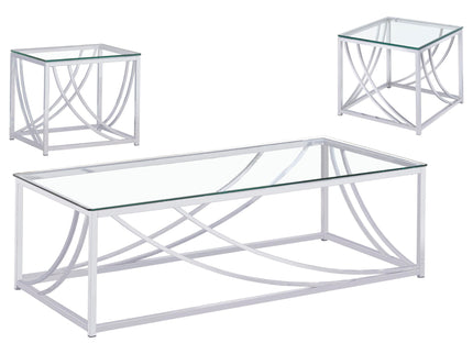 Kempton - 3 Piece Coffee And End Table Set - Chrome