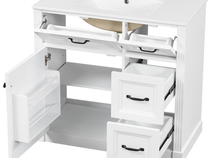 Modern Bathroom Vanity With Sink, 4 Drawers, Soft-Close Door, Adjustable Shelf