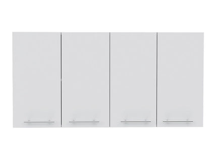 Wall Cabinet Four Doors, With Two Internal Shelves And Internal Plate And Glass Organizer - White