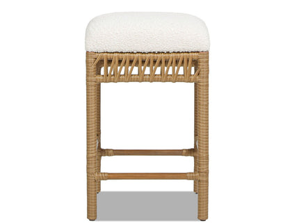 Lucia - Backless Upholstered Counter Stool With Frame - Ivory White