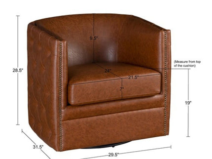 Swivel Chair With Tufted Barrel Design And Nailhead Accents