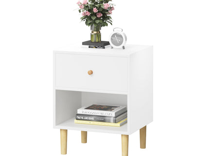 Nightstand With 1 Drawer And 1 Shelf - White