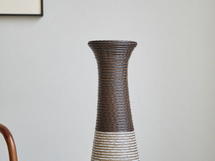 Tall Standing Designer Floor Vase Durable Artificial Rattan Elegant 2 Tone Finish Ideal Decor Accent For Living Room, Bedroom, Entryway Stylish Home Decor Statement Piece - Black / Gray