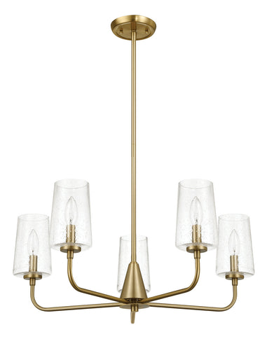 Dazzle - 5 Lights Chandelier With Clear Seeded Satin - Antique Brass / Clear / Gold