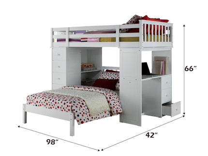 Freya - Twin Loft Bed With Storage (Not Including The Bottom Twin Bed) - White