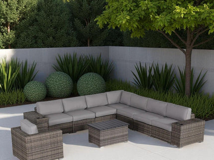 Modern Patio Rattan Sectional Set With Cushions