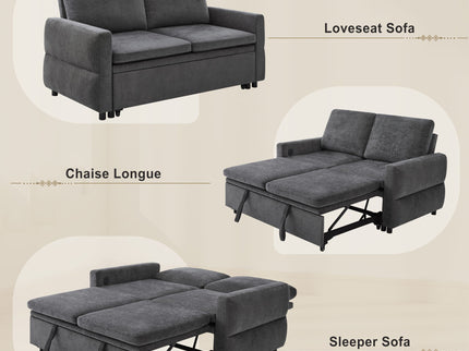 Convertible Sofa Bed Loveseat With Adjustable Backrest And USB Ports