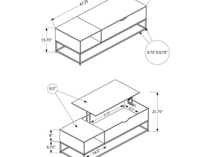Coffee Table With Lift Top, Storage, Living Room Accent - Black