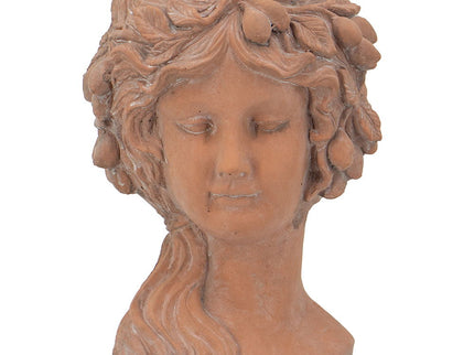 8X9X11.5" Head Bust Planter, Greek Style Cement Head Planter, Indoor Outdoor Home Garden Decor - Brown