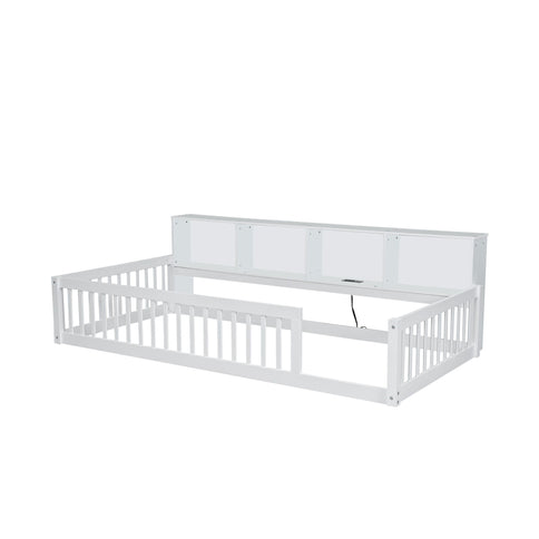 Floor Bed With Storage Cabinets And USB Ports