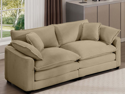 Modern 2 Seater With 4 Pillows, Upholstered Deep Seating Loveseat