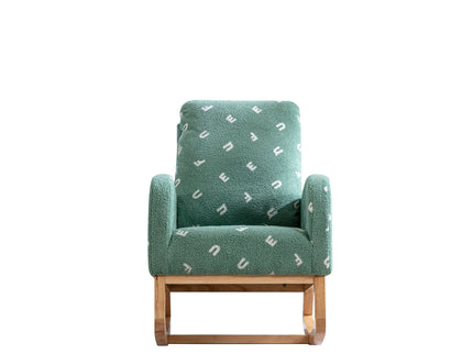 Modern Accent Rocker Armchair With Side Pocket, Upholstered High Back