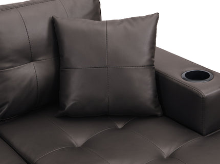Modern Sectional Sofa Set With Chaise Lounge And Cup Holder
