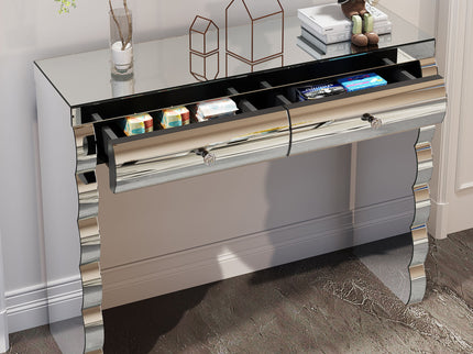Console Table With 2 Drawers For Living Room - Silver