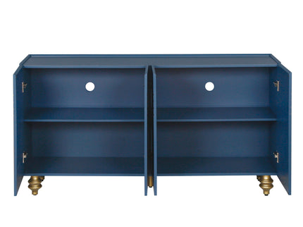 Modern Fluted Sideboard Buffet With Storage, Curve Element, 4 Doors With Adjustable Shelves