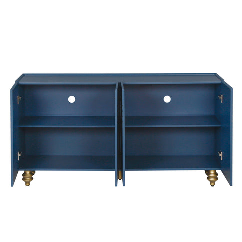 Modern Fluted Sideboard Buffet With Storage, Curve Element, 4 Doors With Adjustable Shelves