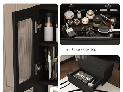 3 In 1 Vanity Table With LED Mirror & Storage Stool For Bedroom