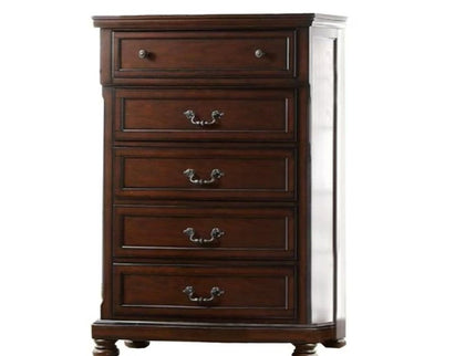 1 Piece Chest Bun Feet Pull Handles Round Knobs Bedroom Furniture - Cherry