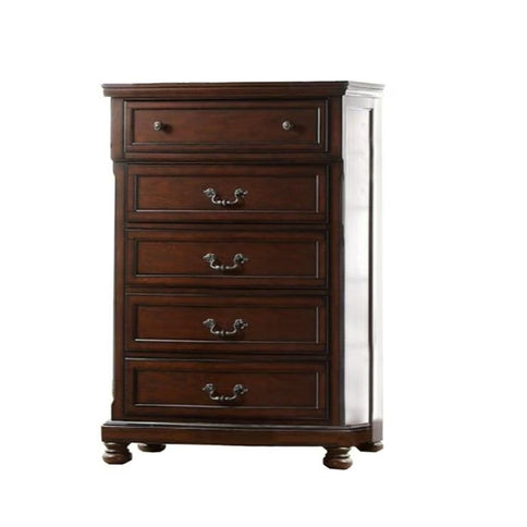1 Piece Chest Bun Feet Pull Handles Round Knobs Bedroom Furniture - Cherry