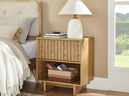 Nightstand With Hidden Charging Station USB Ports & Outlet Hole