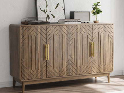 Sideboard Buffet Cabinet With Carved Doors And Adjustable Layer Board