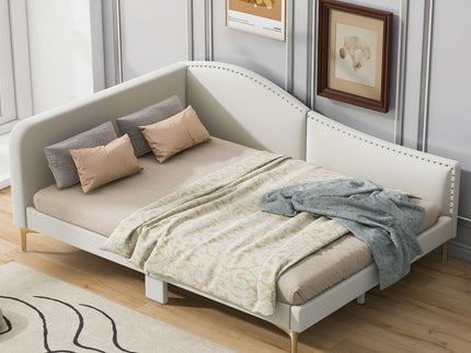 Upholstered Daybed With Headboard And Armrest, Support Legs